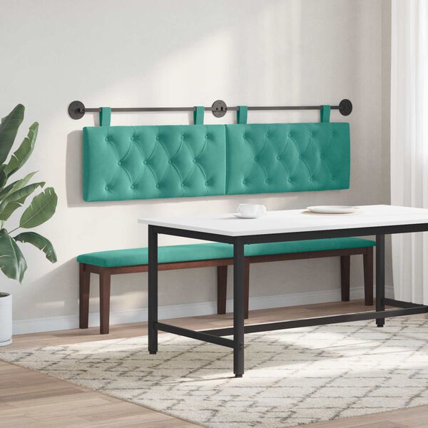 vidaXL T&ecirc;te de lit suspendue Turquoise 190 x 55 x 7 cm Velours