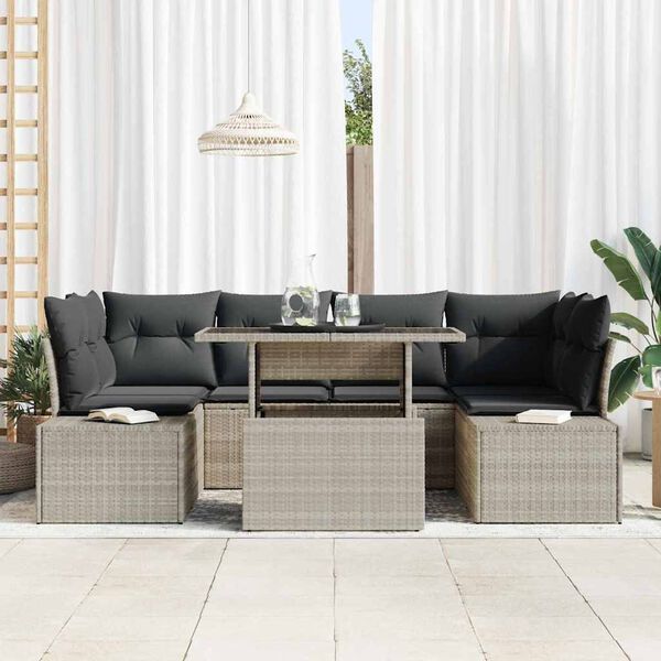 vidaXL Ensemble de canap&eacute; de jardin 7 pcs Gris clair et gris fonc&eacute;