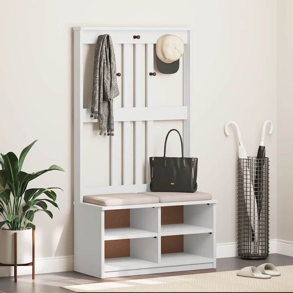 vidaXL Portemanteau SANDNES blanc 87x40x159,5 cm bois massif pin