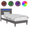 vidaXL Cadre de lit avec bandes LED Gris 90 x 190 cm Simili cuir