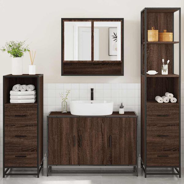 vidaXL Ensemble de meubles de salle de bain 4 pcs chêne marron