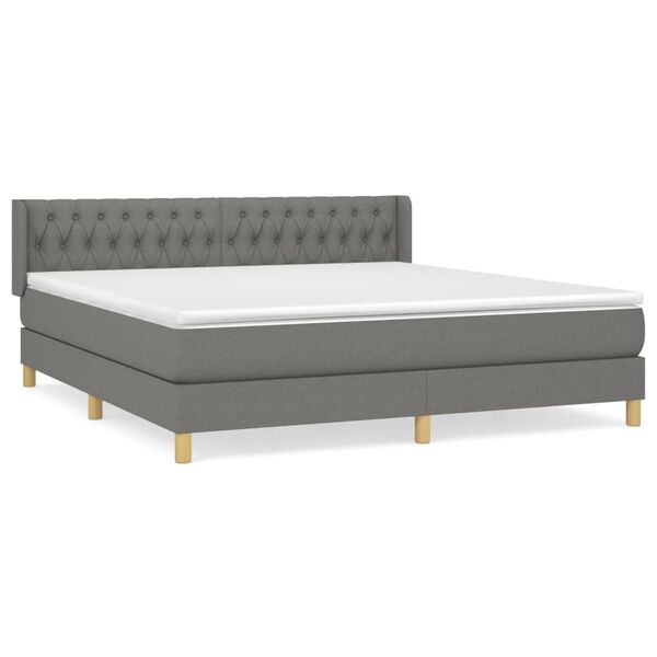 vidaXL Sommier &agrave; lattes de lit avec matelas Gris fonc&eacute; 180x200cm Tissu
