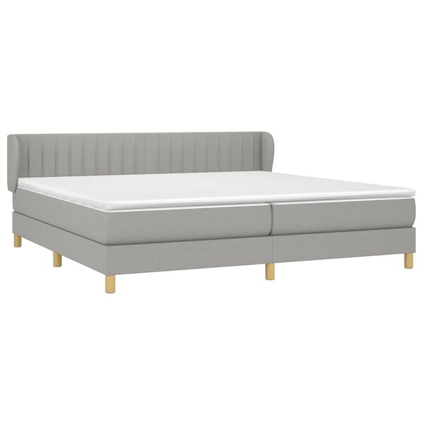 vidaXL Sommier &agrave; lattes de lit avec matelas Gris clair 200x200cm Tissu