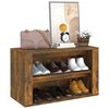 vidaXL &Eacute;tag&egrave;re &agrave; chaussures Ch&ecirc;ne fum&eacute; 75x35x45 cm Bois d'ing&eacute;nierie