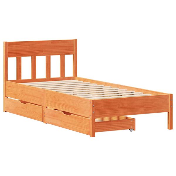 vidaXL Cadre de lit sans matelas cire marron 75x190 cm bois pin massif