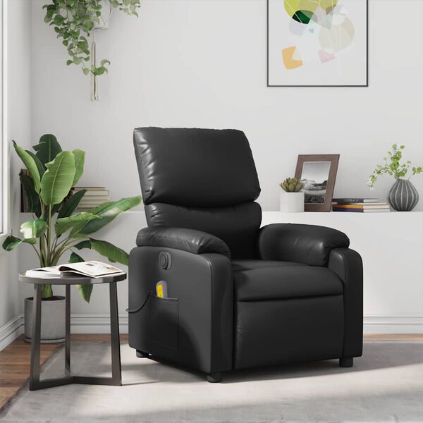vidaXL Fauteuil de massage inclinable Noir Similicuir
