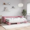 vidaXL Lit de jour avec lit gigogne et matelas rose 80x200 cm velours