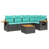 vidaXL Salon de jardin 6 pcs avec coussins noir r&eacute;sine tress&eacute;e