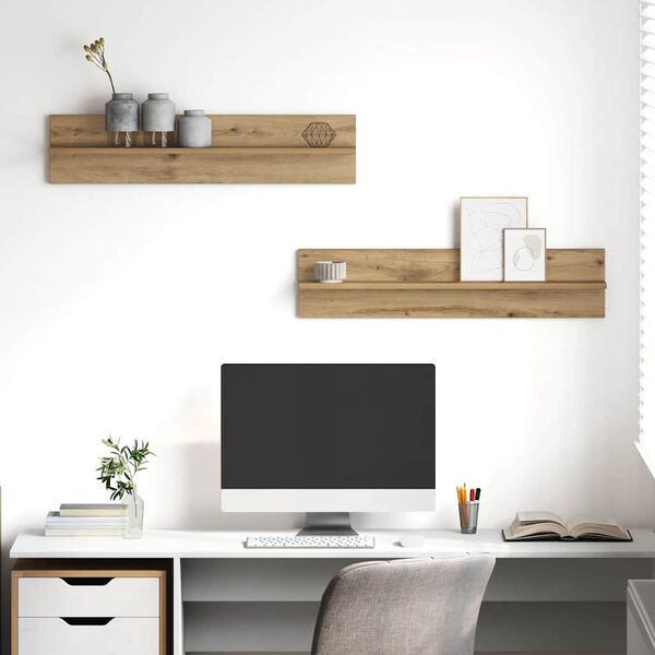 vidaXL Étagère Murale 2 pcs Chêne artisanal 80 x 11,5 x 18 cm