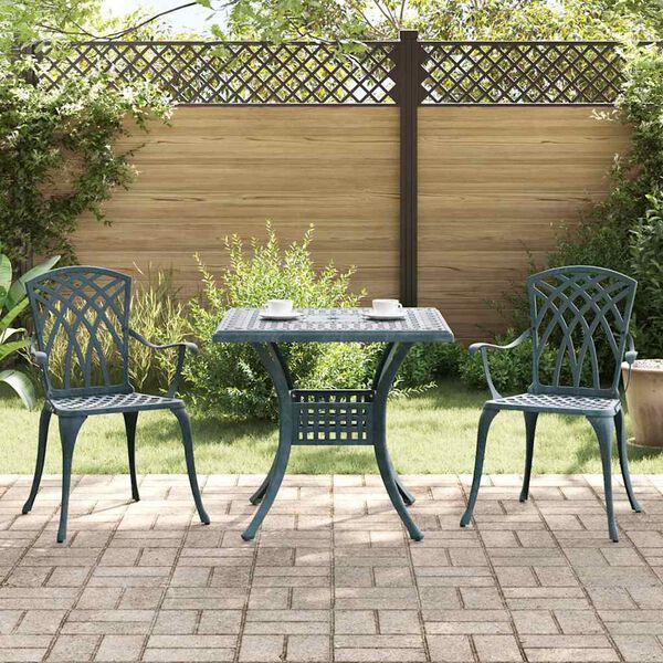 vidaXL Ensemble de tables de jardin 3 pcs Vert Aluminium coul&eacute;