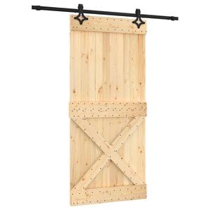 vidaXL Porte coulissante 95 x 210 cm Bois de pin massif (non trait&eacute;)
