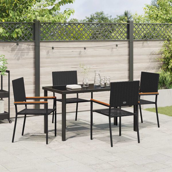 vidaXL Ensemble de salle &agrave; manger pour jardin 5 pcs Noir polyrotin
