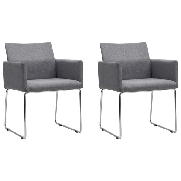 vidaXL Chaises &agrave; manger lot de 2 gris clair tissu