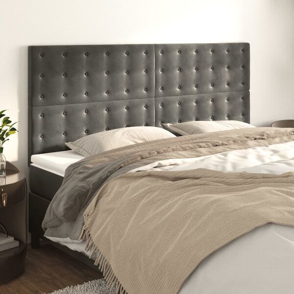 vidaXL T&ecirc;te de lit Gris fonc&eacute; 180 x 5 x 118/128 cm Velours