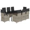 vidaXL Ensemble &agrave; manger de jardin et coussins 9 pcs gris clair rotin