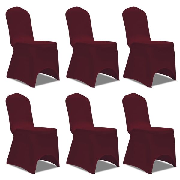 Housse bordeaux extensible pour chaise 6 pi&egrave;ces