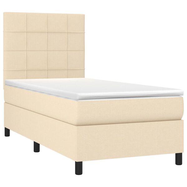 vidaXL Sommier &agrave; lattes de lit avec matelas Cr&egrave;me 80x200 cm Tissu
