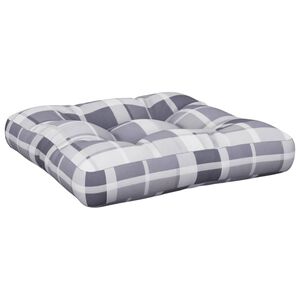 vidaXL Coussin de palette motif &agrave; carreaux gris 50x50x12 cm tissu