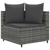 vidaXL Salon de jardin avec coussins 3 pcs gris résine tressée
