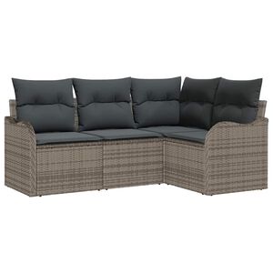 vidaXL Ensemble de canap&eacute; de jardin avec stockage 4 pcs Gris polyrotin