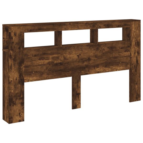 vidaXL T&ecirc;te de lit &agrave; LED ch&ecirc;ne fum&eacute; 180x18,5x103,5cm bois d'ing&eacute;nierie