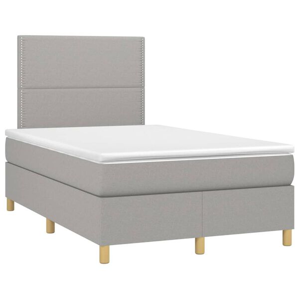 vidaXL Sommier &agrave; lattes de lit et matelas et LED Gris clair 120x200 cm