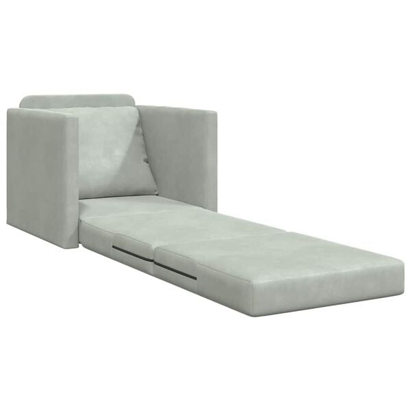 vidaXL Canapé-Lit Gris clair 74 x 77 x 81 cm Velours