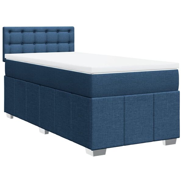 vidaXL Sommier &agrave; lattes de lit avec matelas Bleu 90x200 cm Tissu
