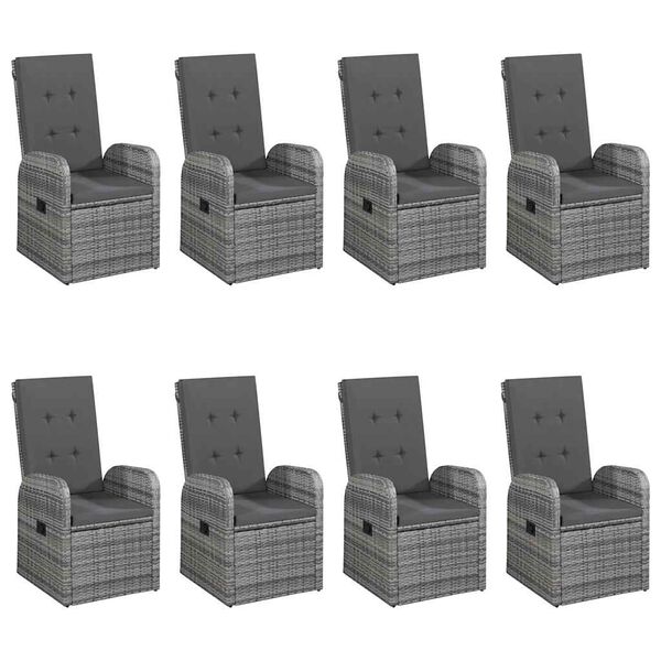 vidaXL Ensemble &agrave; manger de jardin 9 pcs Gris