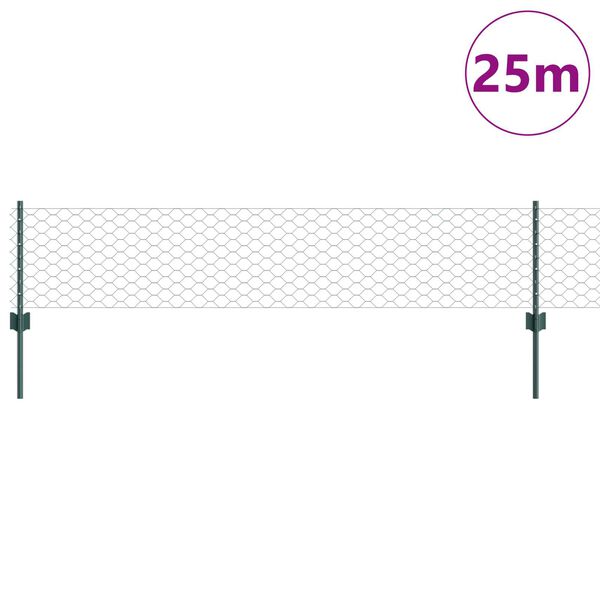 vidaXL Cl&ocirc;ture avec poteau Vert 0,4 x 25 m Acier