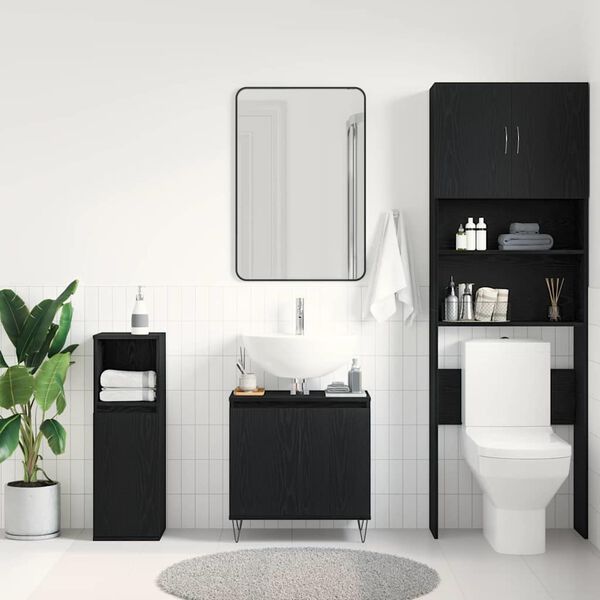 vidaXL Meuble de Lavabo de Salle de Bain Ch&ecirc;ne noir 58 x 33 x 60 cm