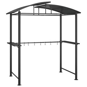 vidaXL Gazebo BBQ et &eacute;tag&egrave;res lat&eacute;rales anthracite 210x114x230cm acier