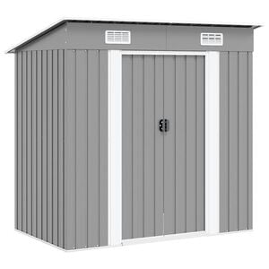 vidaXL Abri de jardin M&eacute;tal Gris