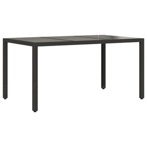 vidaXL Table de jardin dessus en verre Noir 150x90x75cm R&eacute;sine tress&eacute;e