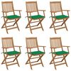vidaXL Chaises pliables de jardin lot de 6 avec coussins Bois d'acacia