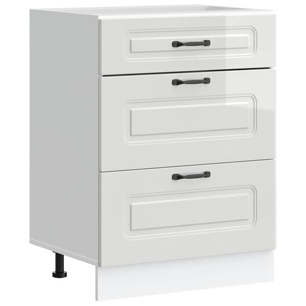 vidaXL Meuble bas de cuisine &laquo; Kalmar &raquo; Bois d'ing&eacute;nierie blanc brillant