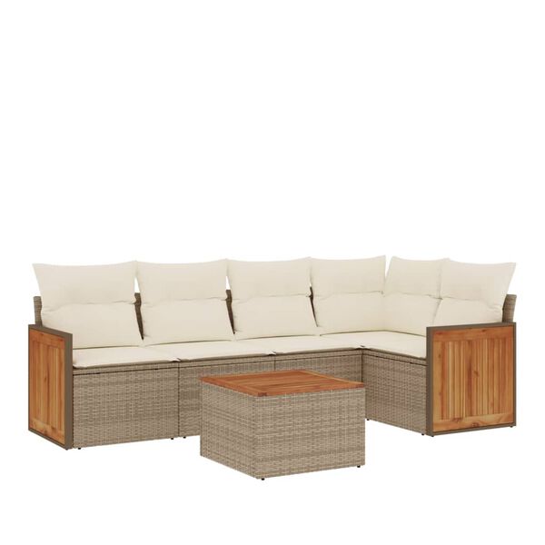 vidaXL Salon de jardin avec coussins 6 pcs beige r&eacute;sine tress&eacute;e