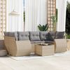 vidaXL Salon de jardin avec coussins 7 pcs beige r&eacute;sine tress&eacute;e