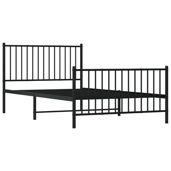 vidaXL Cadre de lit m&eacute;tal sans matelas avec pied de lit noir 107x203cm