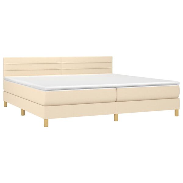 vidaXL Sommier &agrave; lattes de lit avec matelas Cr&egrave;me 200x200 cm Tissu