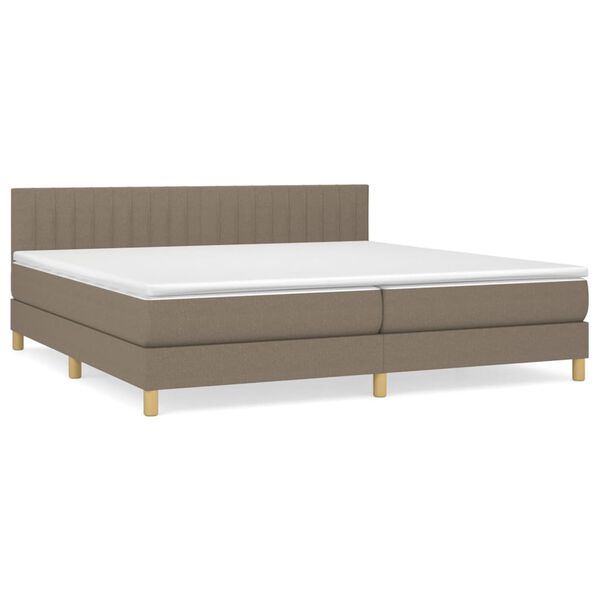 vidaXL Sommier &agrave; lattes de lit avec matelas Taupe 200x200 cm Tissu