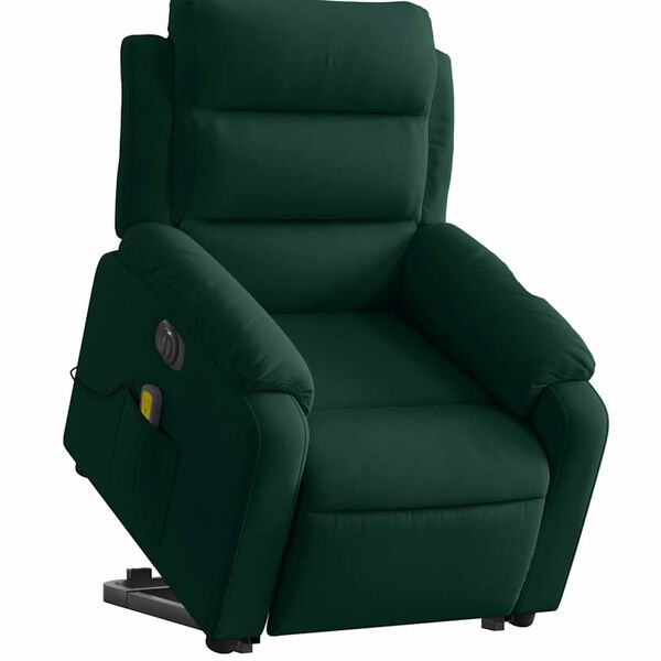 vidaXL Fauteuil inclinable de massage &eacute;lectrique vert fonc&eacute; velours