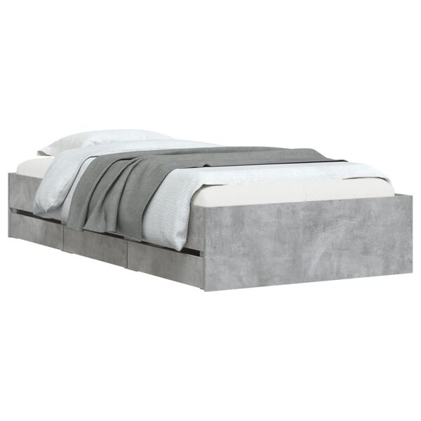 vidaXL Cadre de lit avec tiroirs sans matelas gris b&eacute;ton 90x190 cm