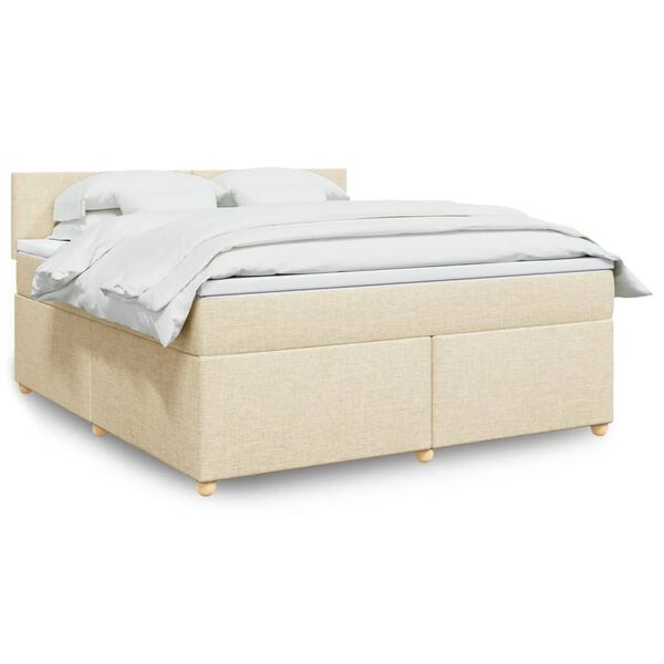 vidaXL Sommier &agrave; lattes de lit avec matelas Cr&egrave;me 180x200 cm Tissu