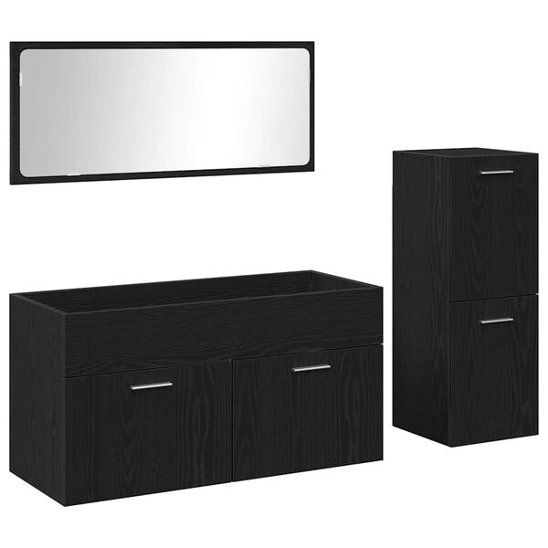 vidaXL Ensemble de mobilier de salle de bain 3 pcs Ch&ecirc;ne noir