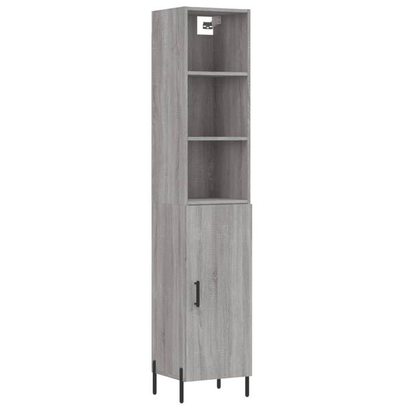 vidaXL Buffet haut Sonoma gris 34,5x34x180 cm Bois d'ing&eacute;nierie