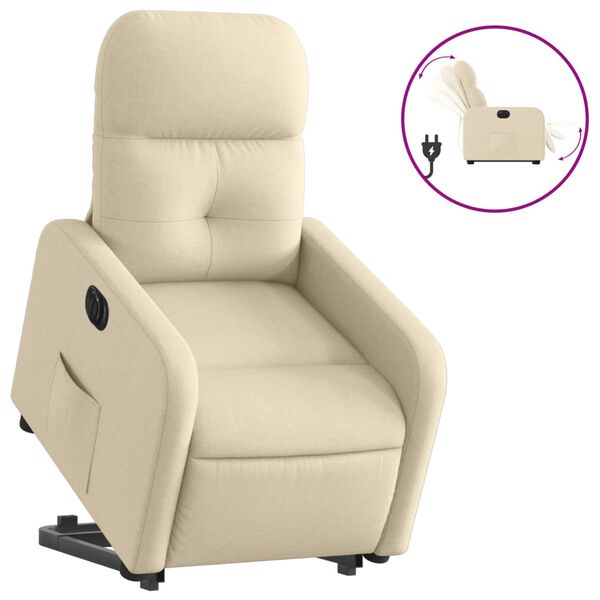 vidaXL Fauteuil inclinable &eacute;lectrique cr&egrave;me tissu