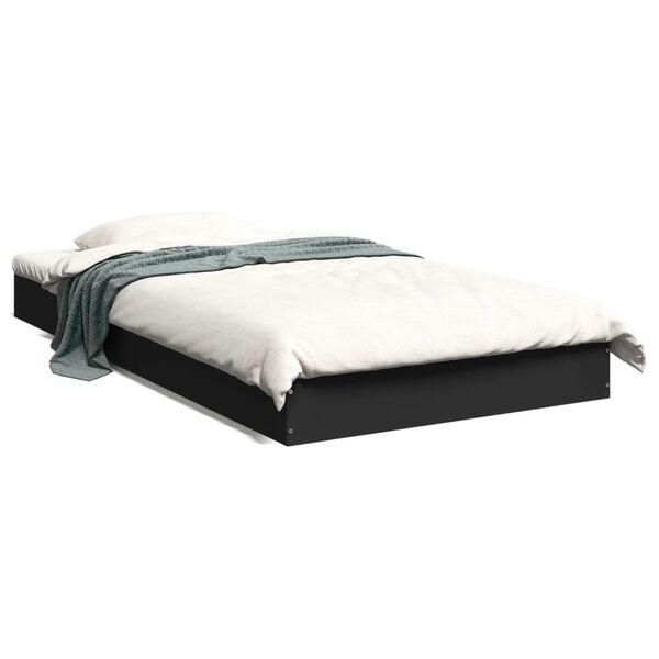 vidaXL Cadre de lit sans matelas noir 90x190 cm bois ing&eacute;nierie