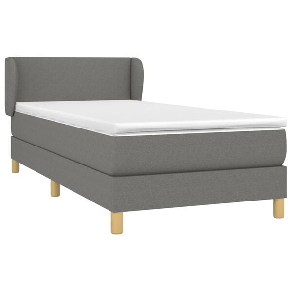 vidaXL Sommier &agrave; lattes de lit et matelas Gris fonc&eacute; 90x190 cm Tissu