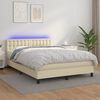 vidaXL Sommier &agrave; lattes de lit avec matelas et LED Cr&egrave;me 140x190 cm
